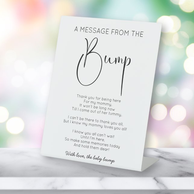 Signe De Table Message De Script Moderne Du Baby shower Bump (Créateur téléchargé)