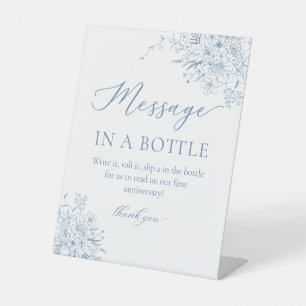 Signe De Table Message Fête des mariées Bleu Dans Une Bouteille