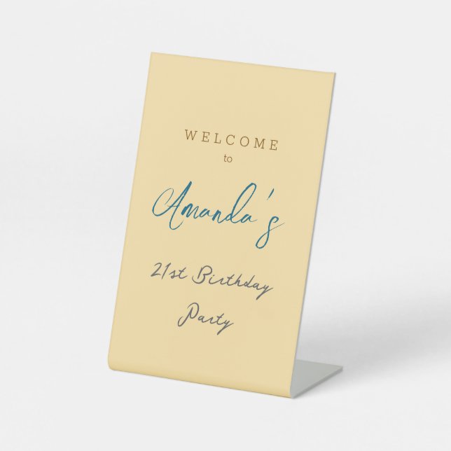 Signe De Table Mini moderne mignonne fête d'anniversaire beige (Recto)