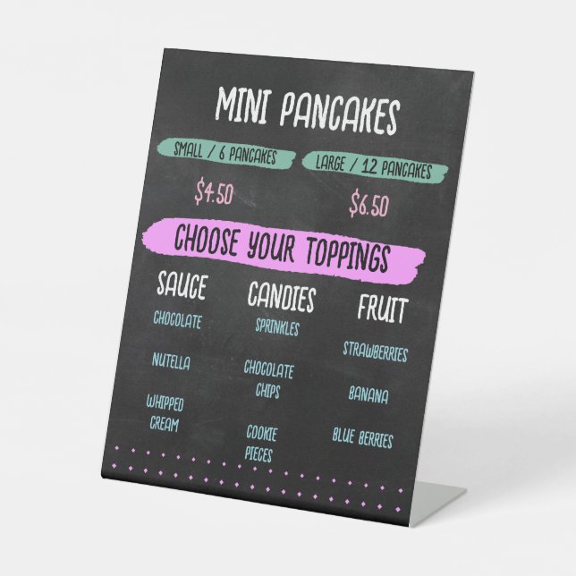 Signe De Table Mini Pancakes Panier Menu Chalkboard Modèle (Recto)