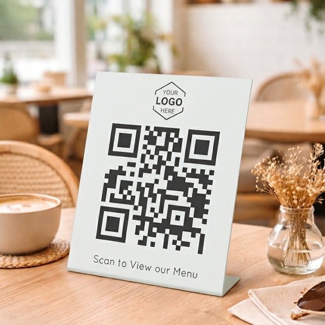 Signe De Table Minimal Digital Menu scan QR Code (Créateur téléchargé)
