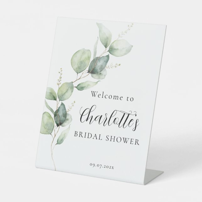 Signe De Table Minimalist Eucalyptus Script Bridal Shower (Recto)