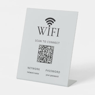 Signe De Table Minimalist WiFi Network Password QR Code Gray