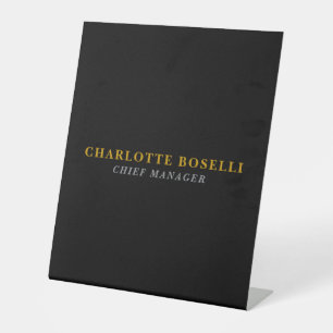 Signe De Table Minimaliste Classique Professionnel Couleur Noir O