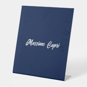 Signe De Table Minimaliste Élégant Bleu Foncé Propre Nom Texte Gr