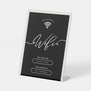 Signe De Table Minimaliste noir et beige Zone Wifi simple