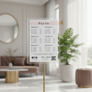 Signe De Table Modèle de liste de prix d'entreprise modifiable