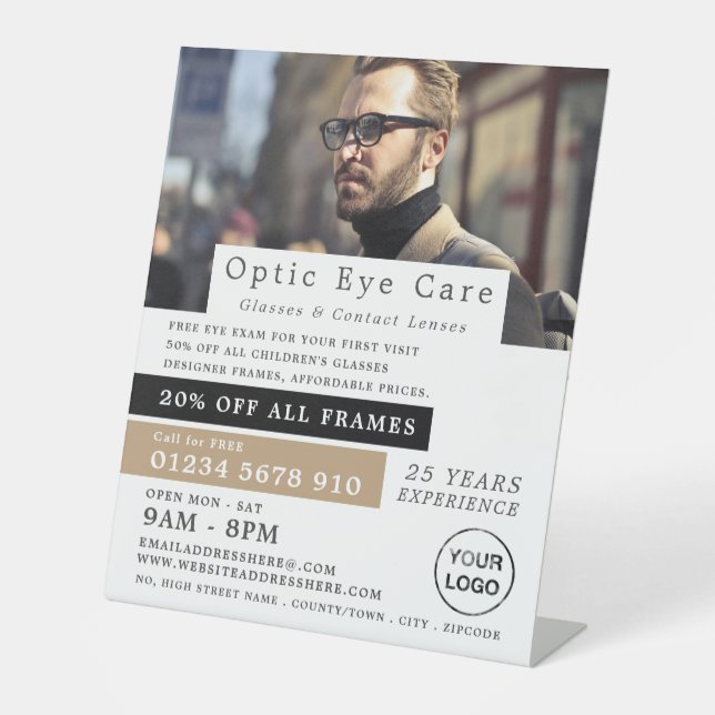 Signe De Table Modèle masculin, Opticien, Praticien Technique (Recto)