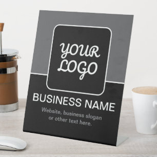 Signe De Table Modèle moderne pour votre logo Noir Gris & Blanc