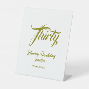 Signe De Table modèle or 30e anniversaire ajouter nom date année 