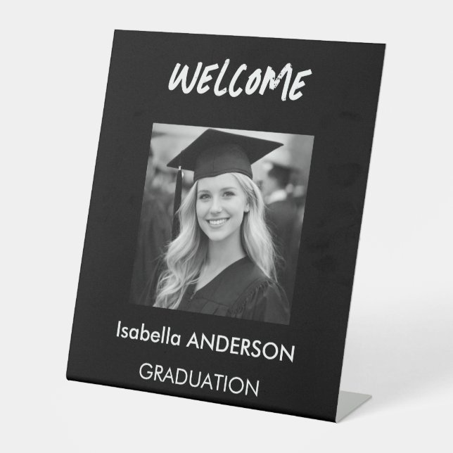 Signe De Table Modern Black and White Graduation Party (Recto)