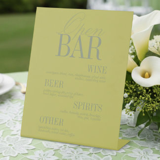 Signe De Table Modern Chartreuse Open Bar Menu Wedding