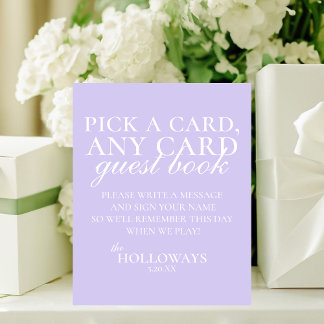 Signe De Table Modern Elegant Lavender Playing Card Guest Book