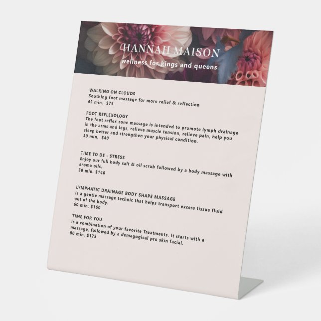 Signe De Table Modern Flower Salon Pricelist (Recto)
