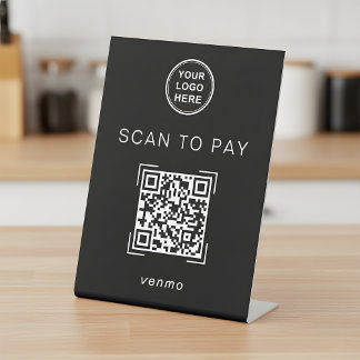 Signe De Table Modern QR Code Payment Sign For Small Business