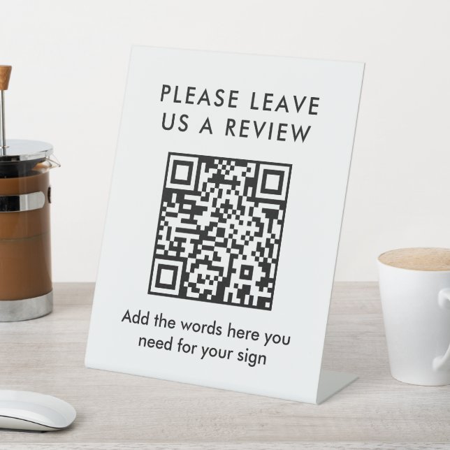 Signe De Table Modern Simple Black Custom Leave a Review QR Code (In SItu)
