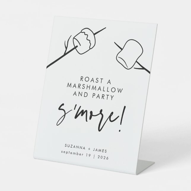 Signe De Table Moderne Black Calligraphie Marshmallow S'mores Bar (Recto)