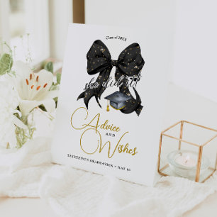 Signe De Table Moderne Black Gold Bow Graduation Conseils et souh