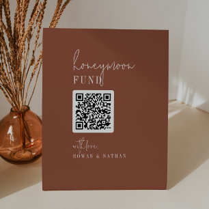 Signe De Table Moderne Chic Terracotta QR Code Fonds de lune de m
