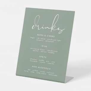 Signe De Table Moderne Elegant Sage Green White Mariage Menu bois