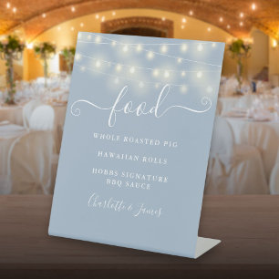 Signe De Table Moderne Élégante Chaîne Lumières Dusty Blue Food M