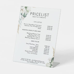 Signe De Table Moderne, élégante fleurs blanches, liste de prix