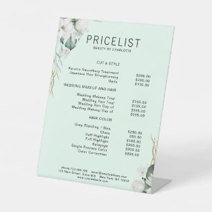 Signe De Table Moderne, élégante fleurs blanches, liste de prix