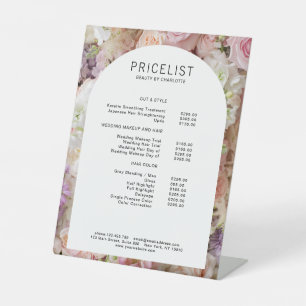 Signe De Table Moderne, fleurs élégantes, liste de prix d'arc