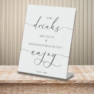 Signe De Table Moderne Les Boissons Sont Sur Nous Open Bar Mariag