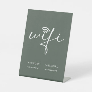 Signe De Table Moderne Mot de Passe de Réseau WiFi Simple Vert