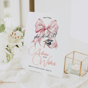 Signe De Table Moderne Rosegold Bow Graduation Conseils & Voeux