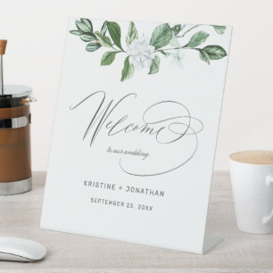 Signe De Table Moderne Sage Verdure Blanc Floral Mariage Accueil