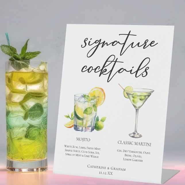 Signe De Table Mojito Martini Mariage Signature Cocktails Menu (Créateur téléchargé)