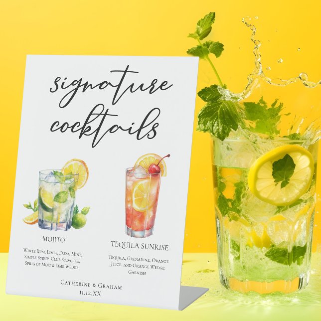 Signe De Table Mojito Tequila Sunrise Mariage Cocktails Menu (Créateur téléchargé)
