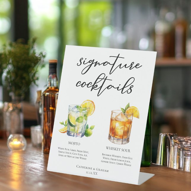 Signe De Table Mojito Whiskey Sour Signature Cocktails Menu (Créateur téléchargé)