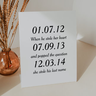 Signe De Table Moments Romantiques Dates Personnalisées Mariage S