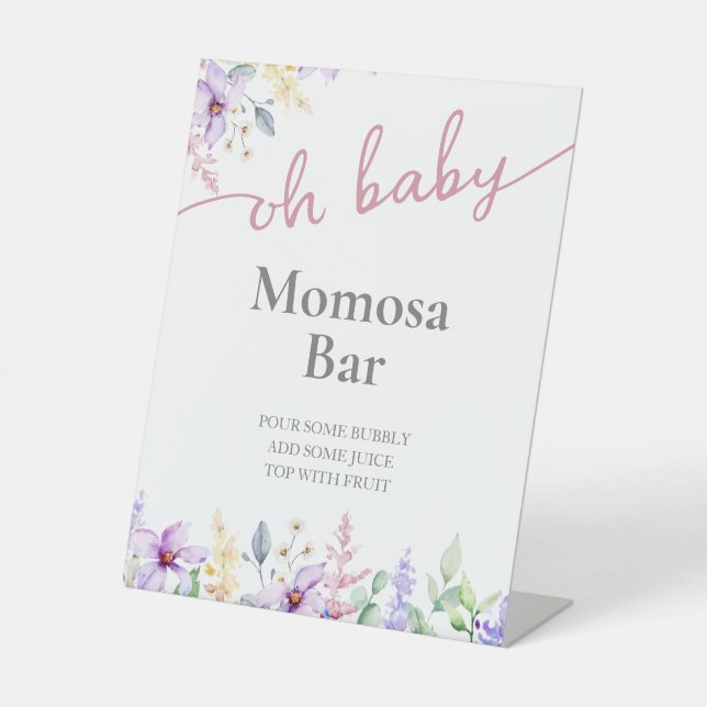 Signe De Table Mon bébé ! Fleur sauvage Baby shower fille Momosa (Recto)
