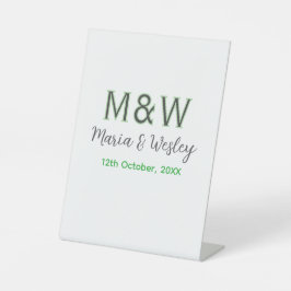 Signe De Table Monogramme couple gris vert moderne date romantiqu