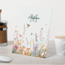 Monogramme de fleurs sauvages à l'aquarelle Nom pe