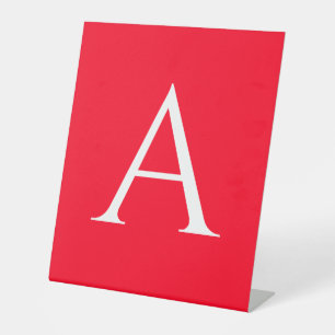 Signe De Table Monogramme de lettre initiale rouge blanc simple