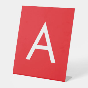 Signe De Table Monogramme de lettre initiale rouge blanc simple m