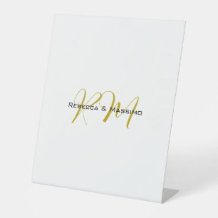 Signe De Table Monogramme de nom moderne de couleur or unique exc