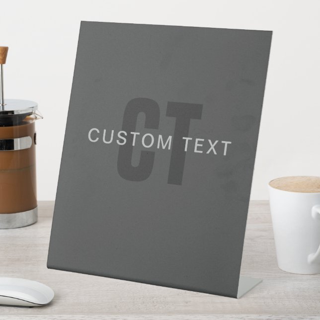 Signe De Table Monogramme moderne gris foncé modifiable Modèle de (In SItu)