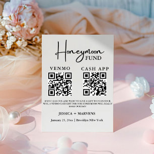 Signe De Table Monogramme moderne mariage de lune de miel code QR