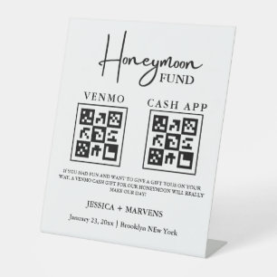 Signe De Table Monogramme moderne mariage de lune de miel code QR