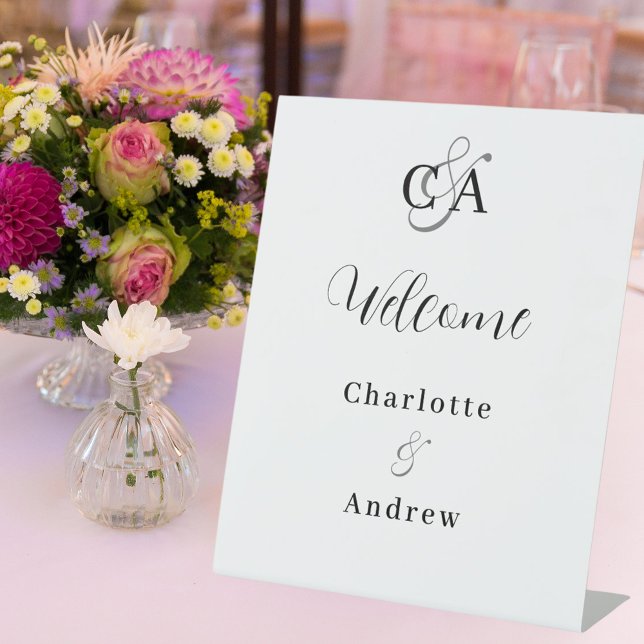 Signe De Table Monogramme moderne simple mariage accueil (Créateur téléchargé)
