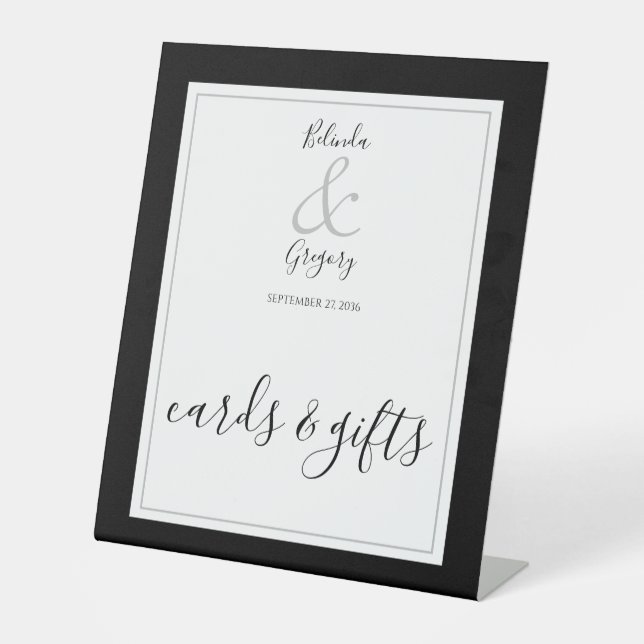Signe De Table Monogramme Noir & Blanc Cartes et Cadeaux de Maria (Recto)