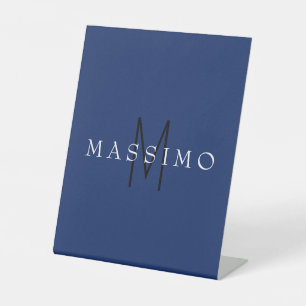 Signe De Table Monogramme Noir Professionnel Bleu Votre Nom