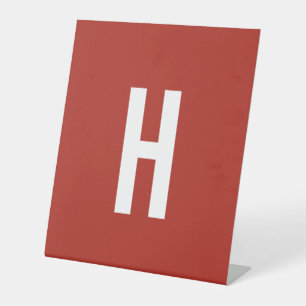 Signe De Table Monogramme Nom Initiales Minimaliste Brique Rouge