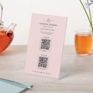 Signe De Table Monogramme Rose Pastel Esthétique Scannez Pour Pay
